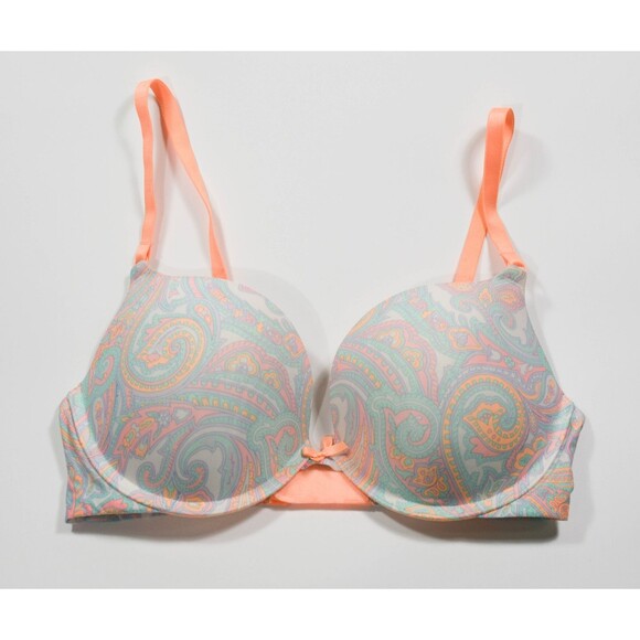 Victoria Secret Pastel Paisley Padded Push Up Underwire Bra Sz 34D - Picture 1 of 5